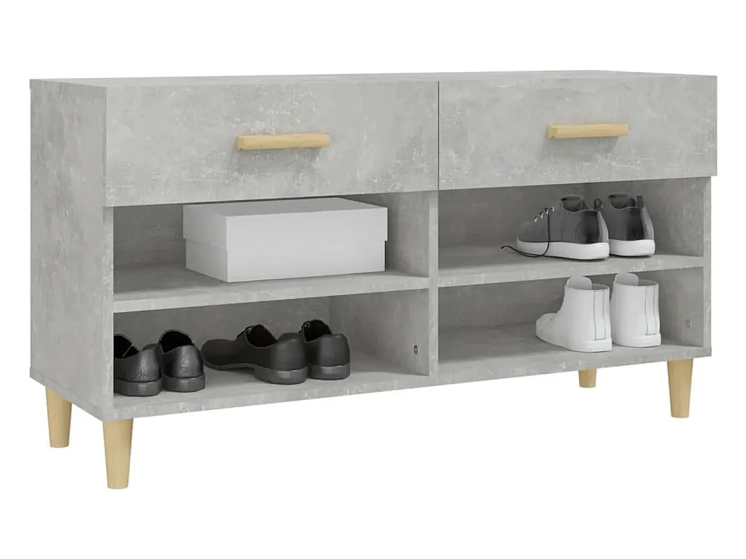 Mueble zapatero madera contrachapada gris hormigón 102x35x55 cm ES890507