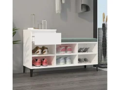 Mueble zapatero madera contrachapada blanco 102x36x60 cm ES258573