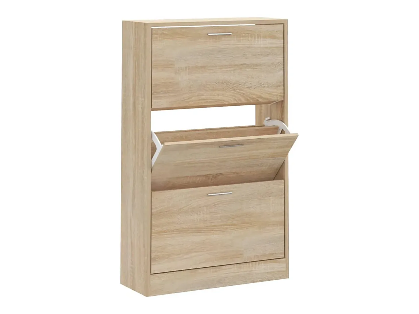Mueble zapatero madera contrachapada roble Sonoma 63x24x103 cm ES909664