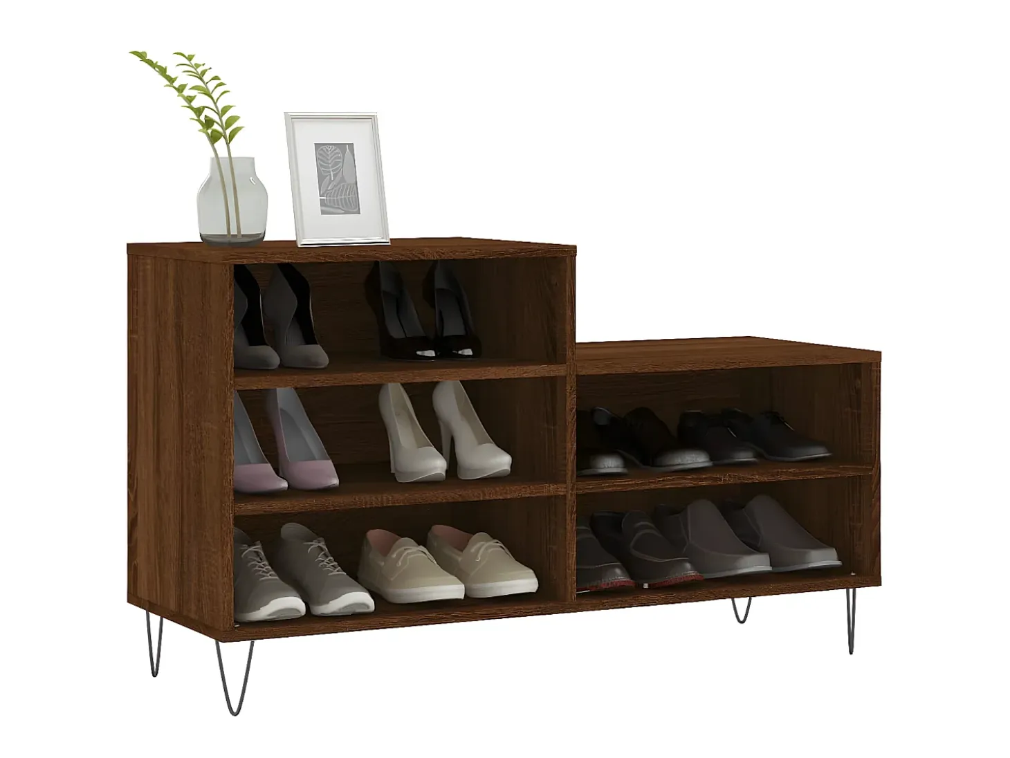 Mueble zapatero madera contrachapada roble marrón 102x36x60 cm ES671227