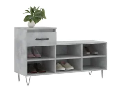 Mueble zapatero madera contrachapada gris hormigón 102x36x60 cm ES729466