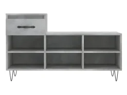 Mueble zapatero madera contrachapada gris hormigón 102x36x60 cm ES729466
