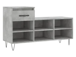 Mueble zapatero madera contrachapada gris hormigón 102x36x60 cm ES729466