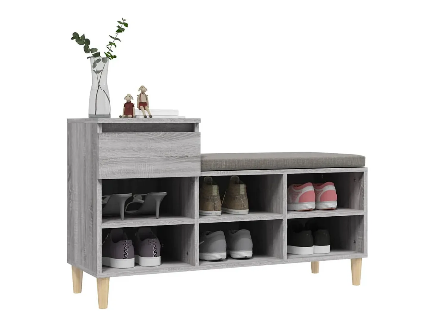 Mueble zapatero madera contrachapada gris Sonoma 102x36x60 cm ES455524