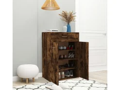 Mueble zapatero madera contrachapada roble ahumado 60x35x84 cm ES712310