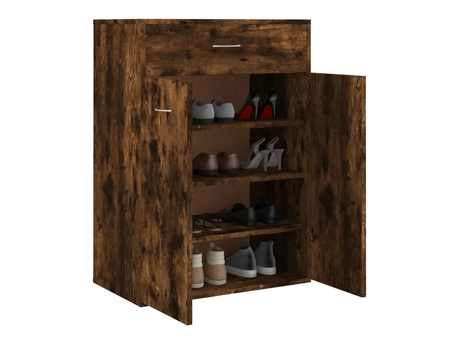 Mueble zapatero madera contrachapada roble ahumado 60x35x84 cm ES712310