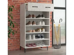 Mueble zapatero madera contrachapada gris hormigón 60x35x105 cm ES834989
