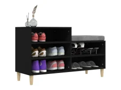 Mueble zapatero madera contrachapada negro 102x36x60 cm ES328254