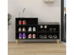 Mueble zapatero madera contrachapada negro 102x36x60 cm ES328254