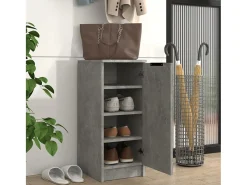 Mueble zapatero madera contrachapada gris hormigón 30x35x70 cm ES136832