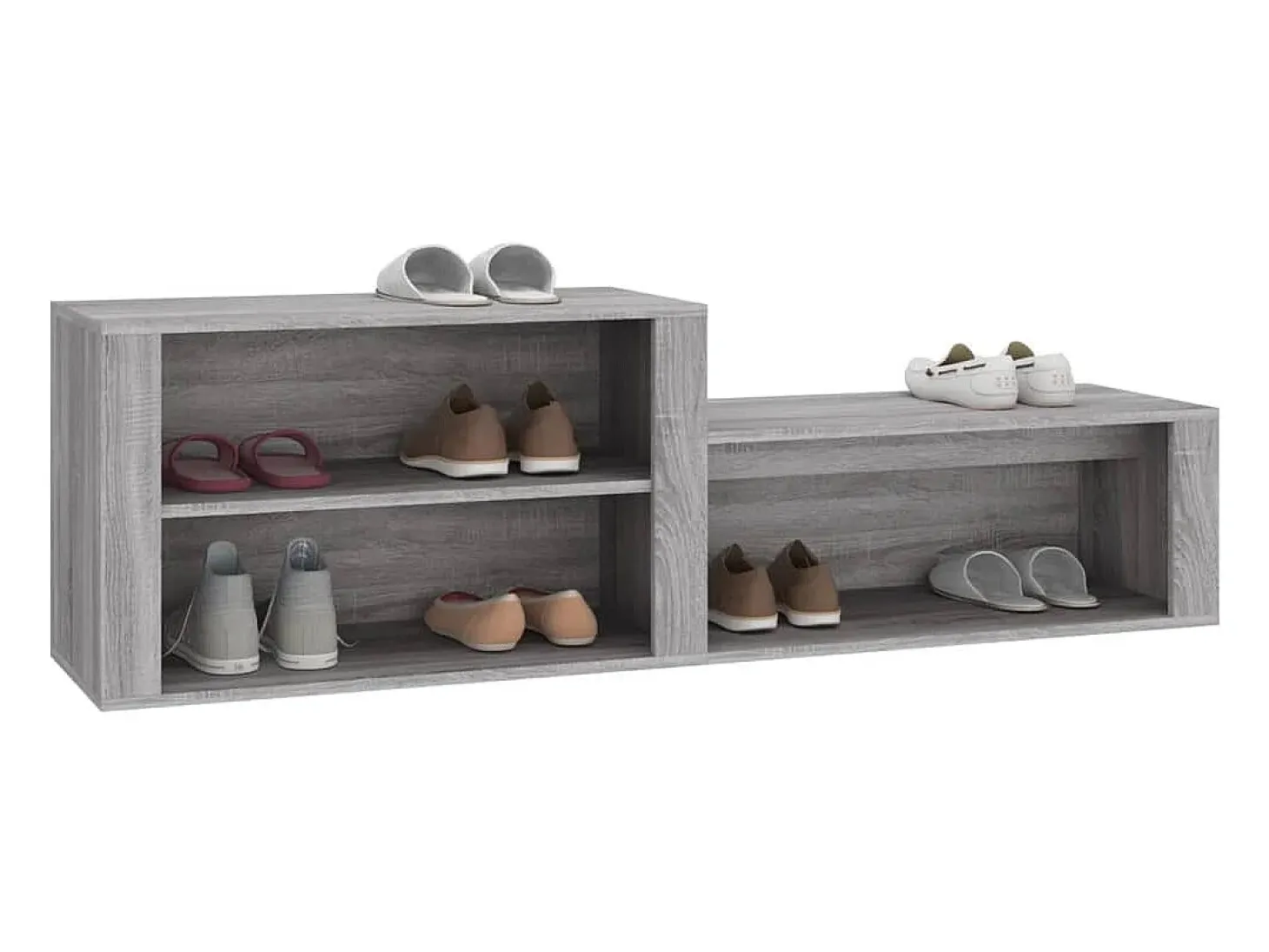 Mueble zapatero madera contrachapada gris Sonoma 150x35x45 cm ES568148