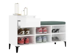 Mueble zapatero madera contrachapada blanco brillo 102x36x60 cm ES315393