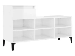 Mueble zapatero madera contrachapada blanco brillo 102x36x60 cm ES315393