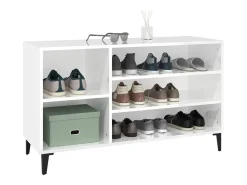 Mueble zapatero madera contrachapada blanco brillo 102x36x60 cm ES114599