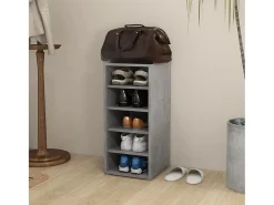 Mueble zapatero madera contrachapada gris hormigón 31,5x35x70cm ES808607