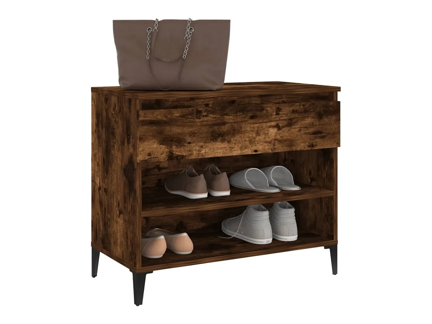 Mueble zapatero madera contrachapada roble ahumado 70x36x60 cm ES865265