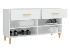 Mueble zapatero madera contrachapada blanco brillo 102x35x55 cm ES245008