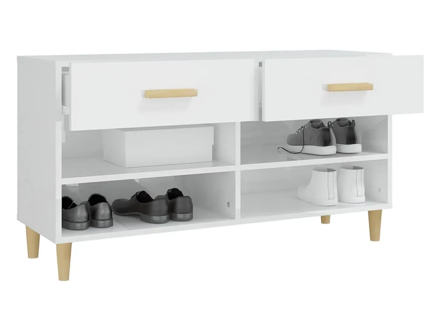 Mueble zapatero madera contrachapada blanco brillo 102x35x55 cm ES245008