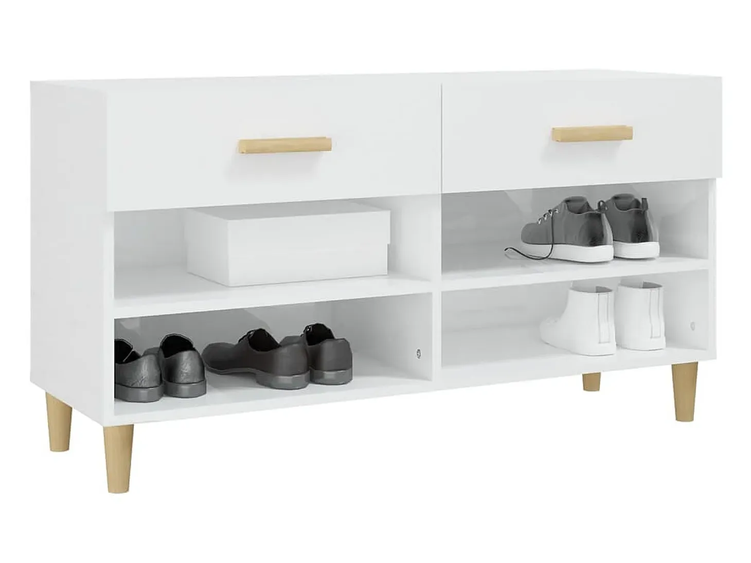 Mueble zapatero madera contrachapada blanco brillo 102x35x55 cm ES245008