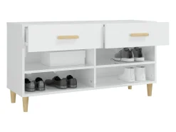 Mueble zapatero madera contrachapada blanco brillo 102x35x55 cm ES245008