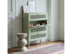 Mueble zapatero metálico verde lima de 4 puertas EMMA