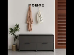 Mueble Zapatero Negro Antracita 4 Compartimentos