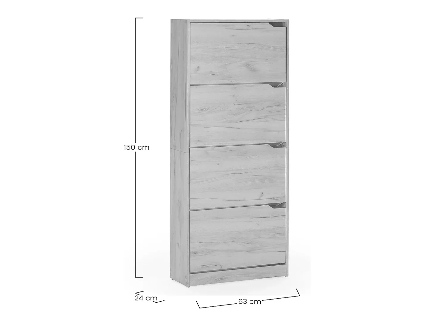 Mueble Zapatero Ángel 4 Puertas Color Roble Claro, para 24 Pares