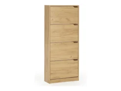 Mueble Zapatero Ángel 4 Puertas Color Roble Claro, para 24 Pares