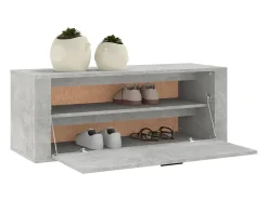 Mueble zapatero pared contrachapada gris hormigón 100x35x38 cm ES279213