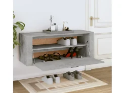Mueble zapatero pared contrachapada gris hormigón 100x35x38 cm ES279213