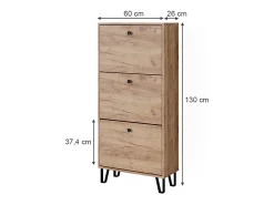 Mueble zapatero roble dorado 130x26x60 siri