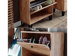 Mueble zapatero roble dorado 130x26x60 siri