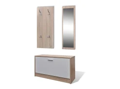 Muebles de entradita con zapatero madera 3 color roble y blanco ES265918