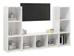 Muebles de salón 3 piezas madera ingeniería blanco 107x35x37 cm