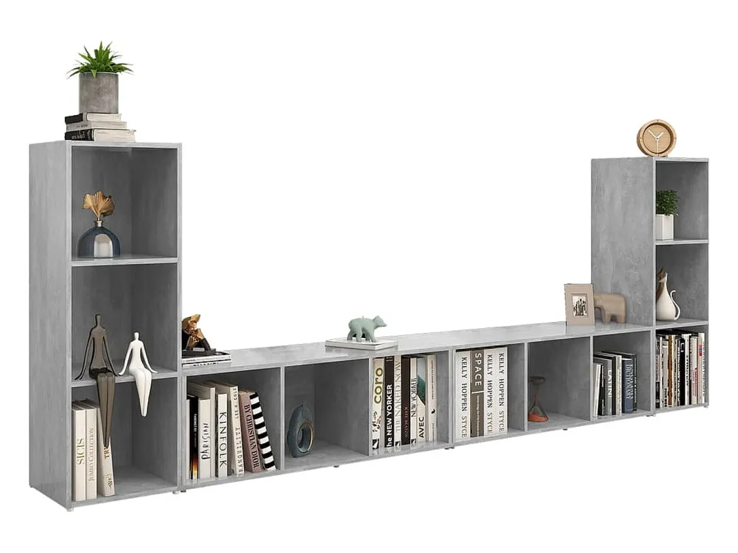Muebles de salón 4 piezas madera ingeniería gris hormigón