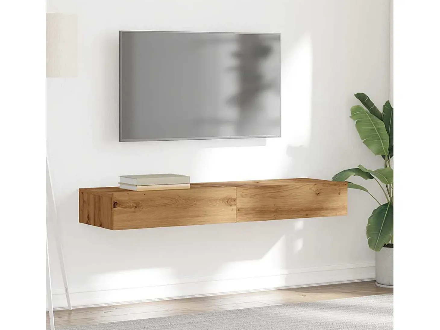 Muebles de TV con luces LED 2 uds roble artisan 60x35x15,5 cm