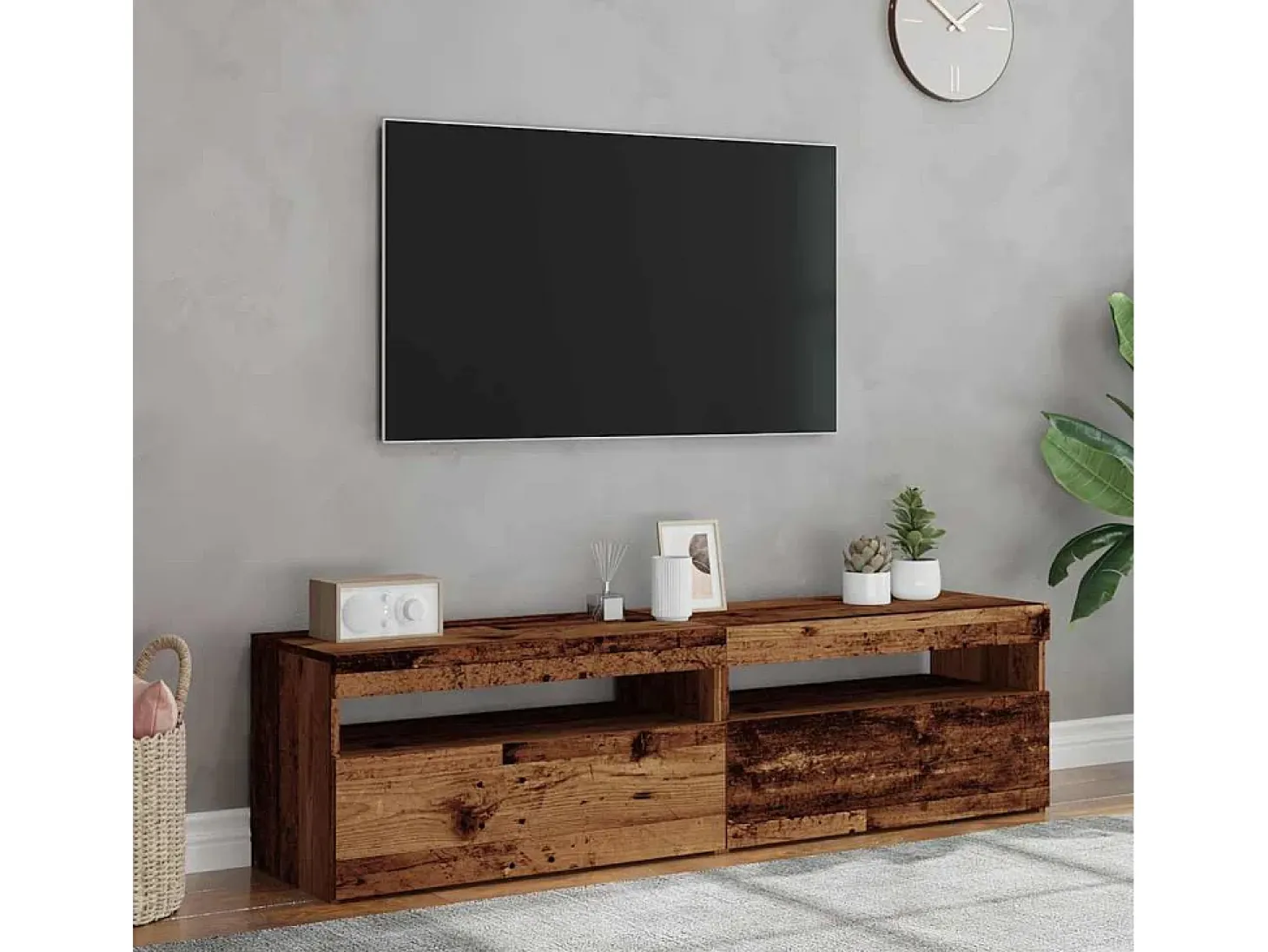 Muebles de TV con luces LED 2 uds madera ingeniería envejecida