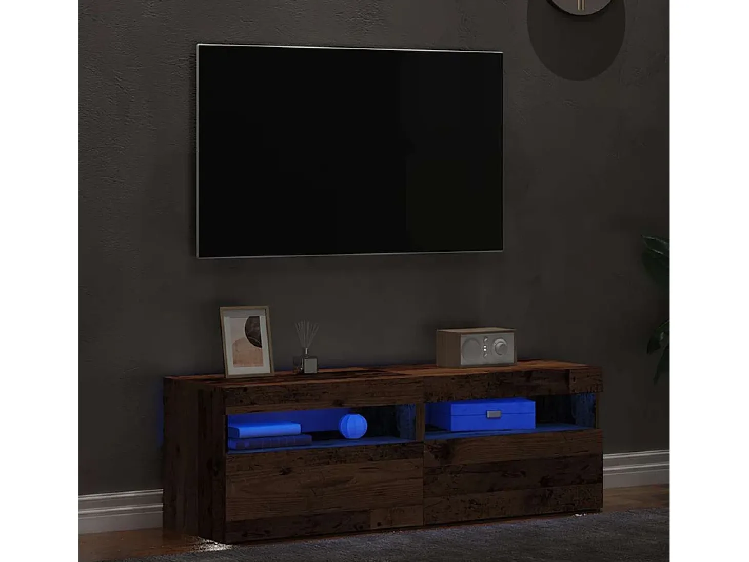 Muebles de TV con luces LED 2 uds madera ingeniería envejecida