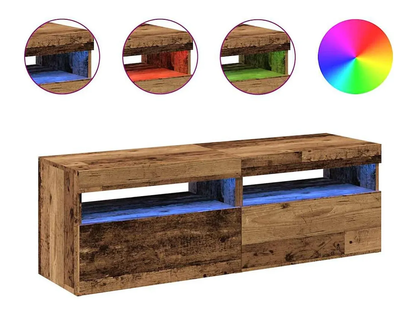 Muebles de TV con luces LED 2 uds madera ingeniería envejecida