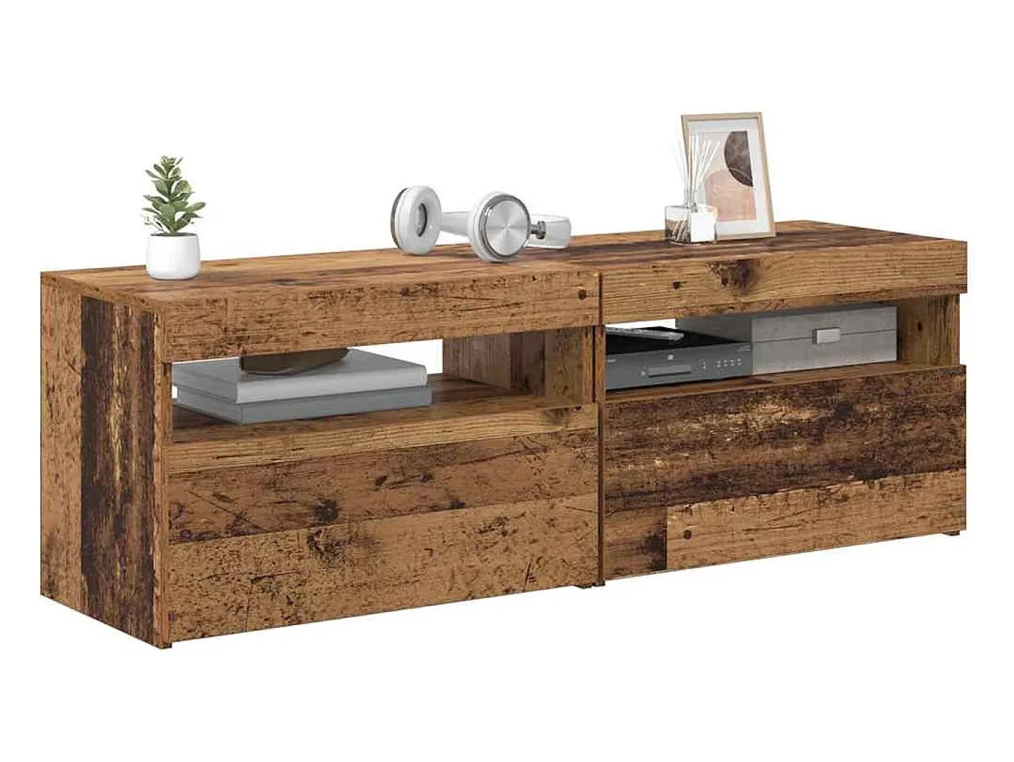 Muebles de TV con luces LED 2 uds madera ingeniería envejecida