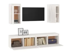 Muebles para TV 4 piezas madera maciza de pino blanco ES99412