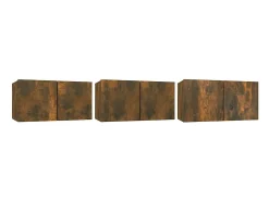 Muebles para TV colgantes 3 uds roble ahumado 60x30x30 cm