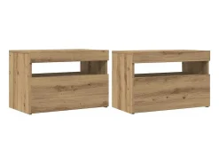Muebles TV con luces LED 2 uds madera ingeniería roble artisan