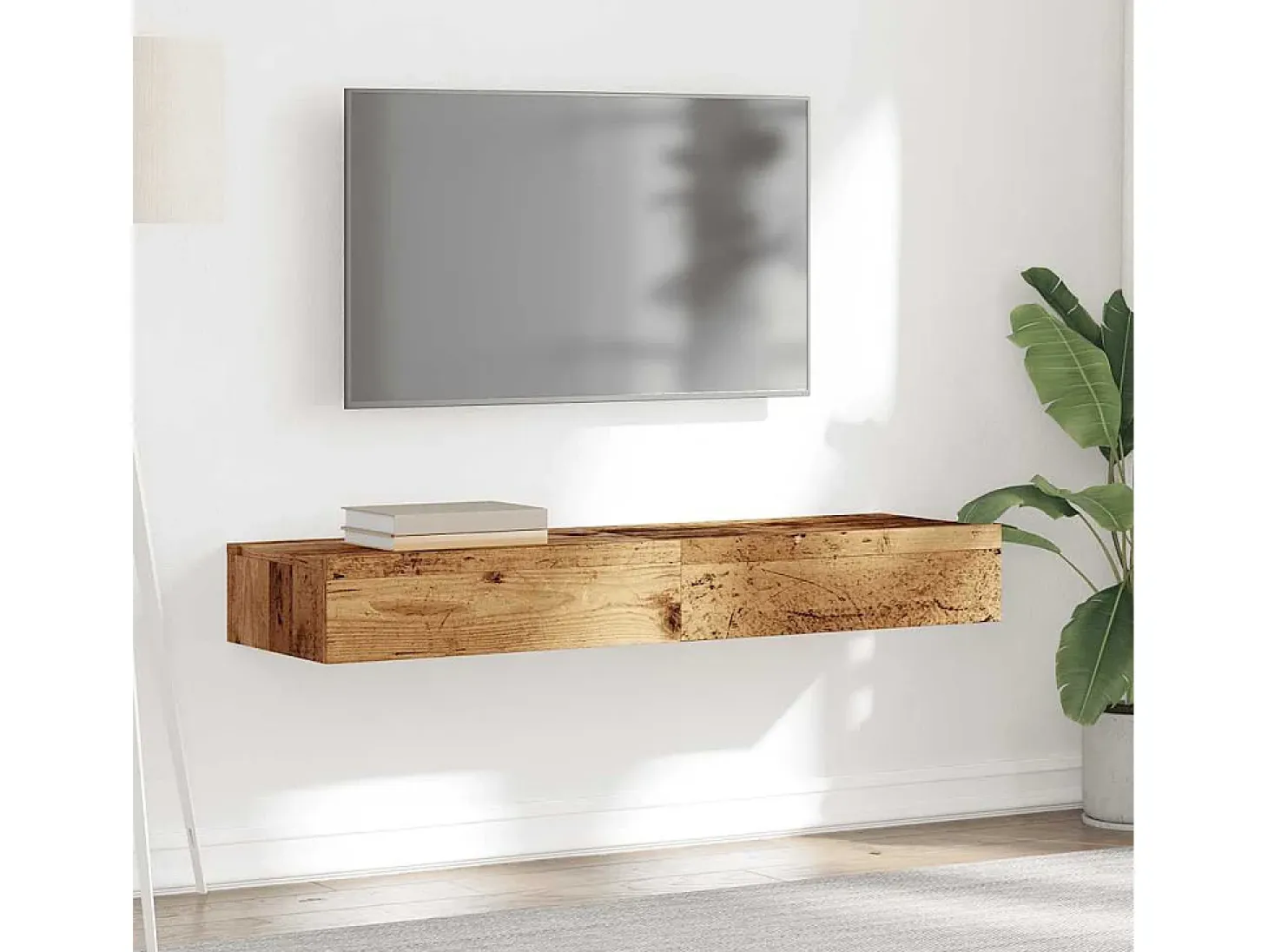 Muebles TV con luces LED 2 uds madera envejecida 60x35x15,5 cm