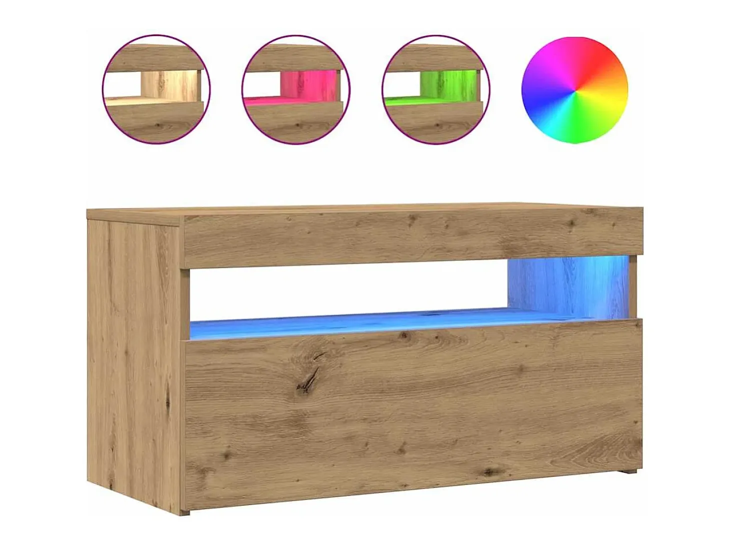 Muebles TV con luces LED 2 uds madera ingeniería roble artisan