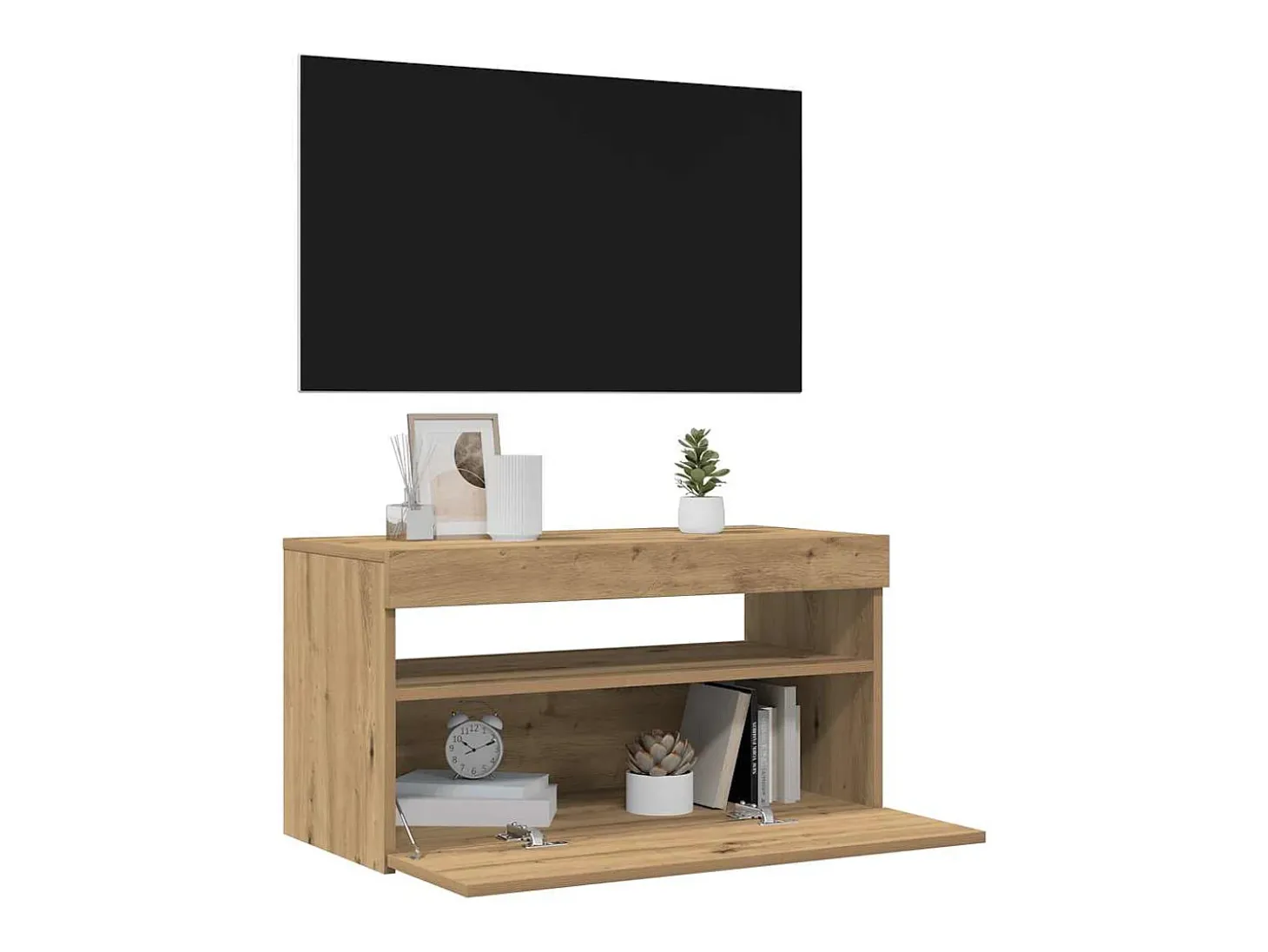 Muebles TV con luces LED 2 uds madera ingeniería roble artisan
