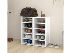 Muebles zapateros 2 uds contrachapada blanco 31,5x35x70 cm ES675372