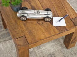 MUMBAI madera maciza sheesham de 60 cm de ancho mesa de salón diseño mesa auxiliar estilo casa de campo marrón oscuro