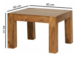 MUMBAI madera maciza sheesham de 60 cm de ancho mesa de salón diseño mesa auxiliar estilo casa de campo marrón oscuro
