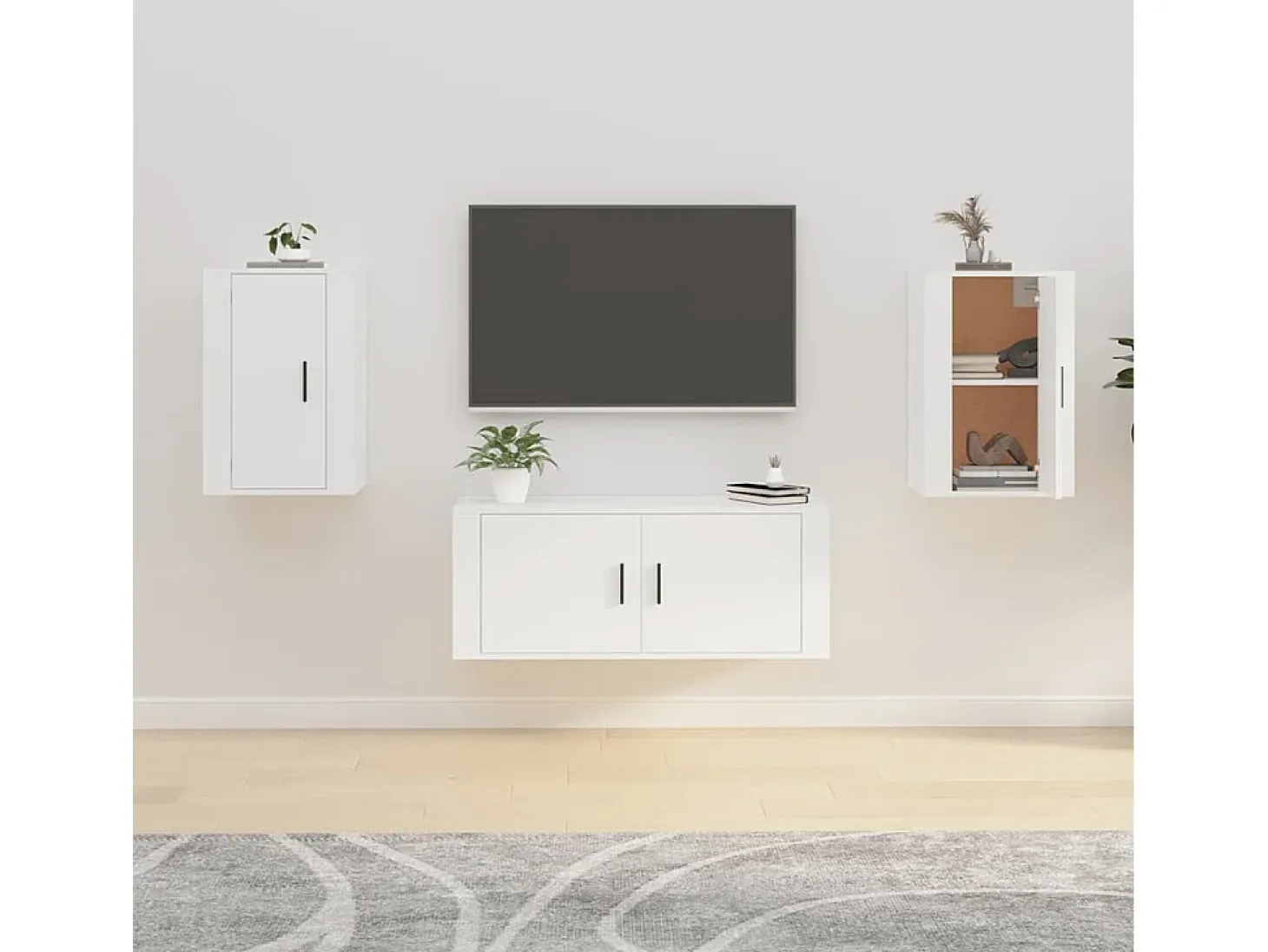 Murk Muebles para TV de pared 2 uds blanco 40x34,5x60 cm
